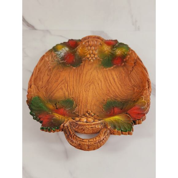 Serving Tray Dish Fall Leaves & Grapes 70's Multi Products 12" x 9" Fruit Bowl - Picture 8 of 13
